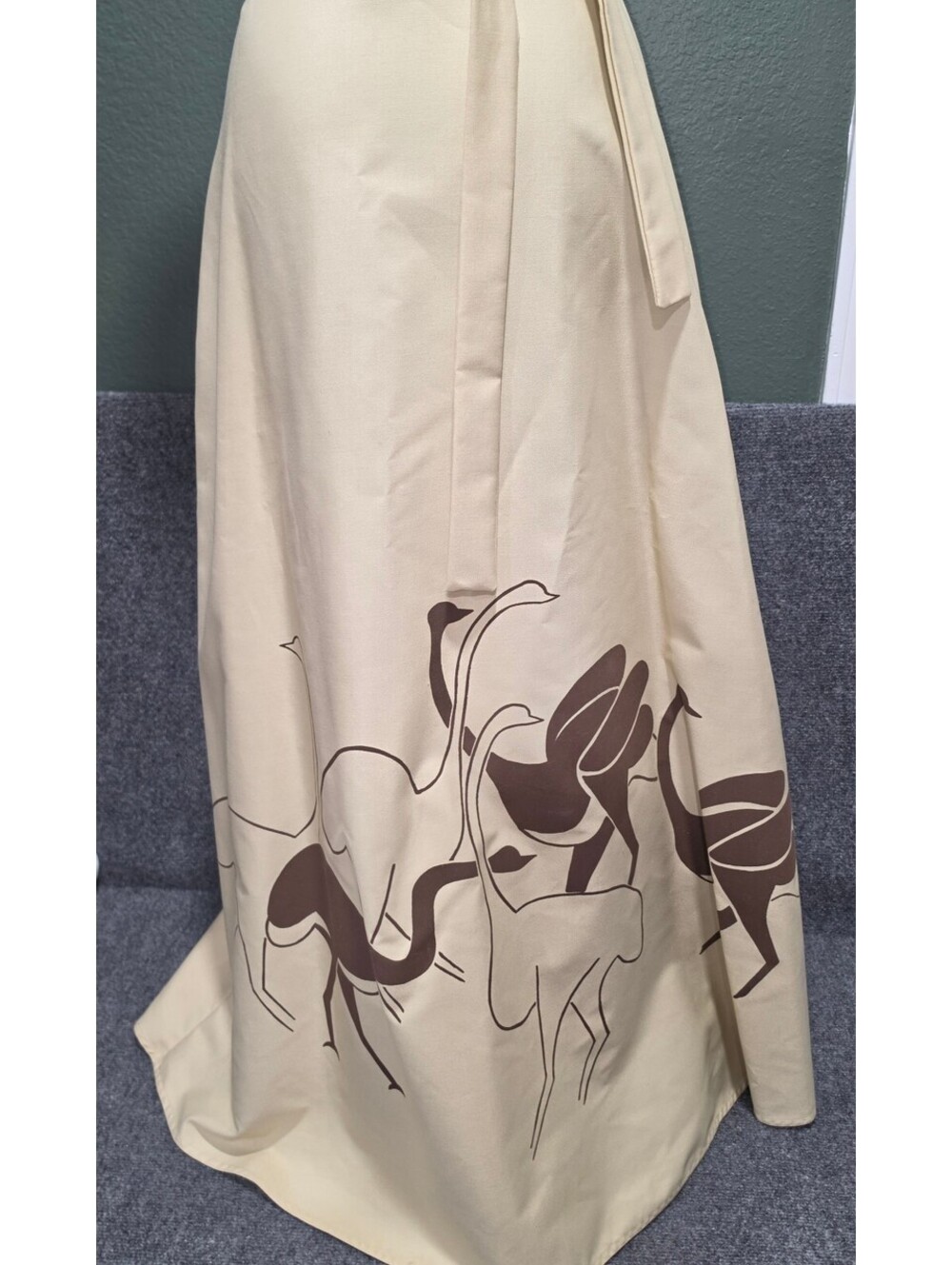 VS24. Vintage 70s Haphazard Designs Palm Beach bird print wrap maxi skirt S